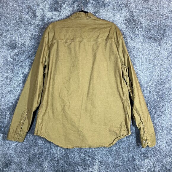 DUER Shirt Mens 2XL Brown Long Sleeves Blue Collar Workwear Button Up Comfort - Picture 2 of 8